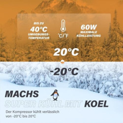 Koel Crate 50 - Elektrische Kompressor Kühlbox für Auto und Steckdose - Elektrisch Gefrierschrank oder Kühlschrank Camping, O
