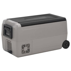 vidaXL Kühlbox mit Rollen Griff, Elektrische Kühlschrank mit Kompressor, Gefrierbox Thermobox für Auto Camping, Schwarz Grau,