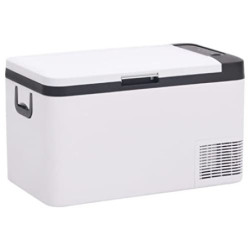 vidaXL Kühlbox mit Tragegriff, Elektrische Kühlschrank mit Kompressor, Gefrierbox Thermobox für Auto Camping, Schwarz Weiß, 2