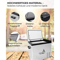 PLUG IN FESTIVALS - elektrische Kühlbox - Kompressor Gefrierbox bis -20 Grad - Kühlbox Auto - Camping Kühlschrank - Powerstat