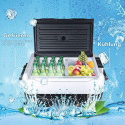 Fullwatt Kompressor Kühlbox 35L mit Rollen, Kühlung bis -20° C, Kühlschrank Elektrisch 12V 24V 220V-240V Anti-Schütteln,Gefri