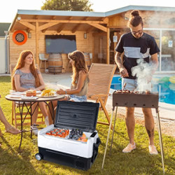 Fullwatt Kompressor Kühlbox 35L mit Rollen, Kühlung bis -20° C, Kühlschrank Elektrisch 12V 24V 220V-240V Anti-Schütteln,Gefri