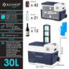 KESSER® Kompressor Kühlbox elektrisch Gefrierbox, 30 Liter Mit APP-Steuerung USB-Anschluss 12/24 V 230V, +Teleskopstange, 2x 