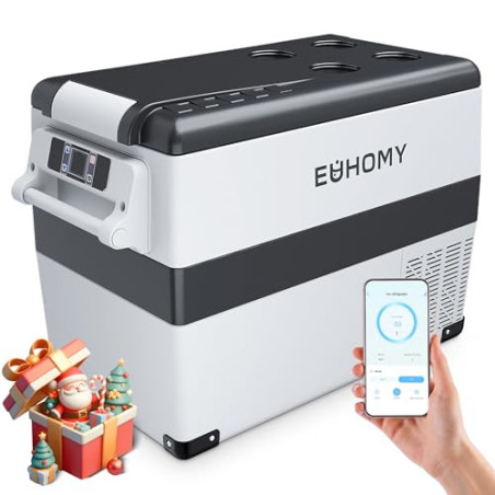 EUHOMY 12V Kompressor Kühlbox 45L, Kühlbox Auto Kompressor mit APP Gesteuert, 12V/240V Kühlschrank -20 ℃ bis 20 ℃, tragbarer 