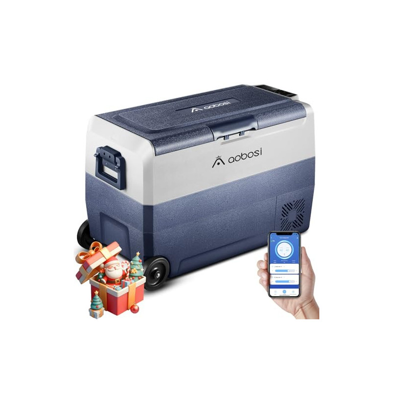 AAOBOSI Kompressor Kühlbox 50 L, Kühlbox Auto Mit WiFi-APP-Steuerung, 12/24 V und 100-240 V Kühlbox Elektrisch, bis -20 °C fü