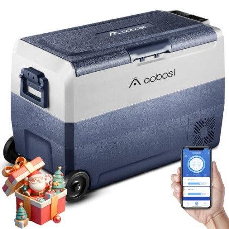 AAOBOSI Kompressor Kühlbox 50 L, Kühlbox Auto Mit WiFi-APP-Steuerung, 12/24 V und 100-240 V Kühlbox Elektrisch, bis -20 °C fü