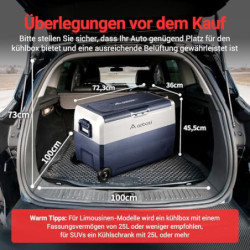 AAOBOSI Kompressor Kühlbox 50 L, Kühlbox Auto Mit WiFi-APP-Steuerung, 12/24 V und 100-240 V Kühlbox Elektrisch, bis -20 °C fü