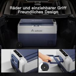 AAOBOSI Kompressor Kühlbox 50 L, Kühlbox Auto Mit WiFi-APP-Steuerung, 12/24 V und 100-240 V Kühlbox Elektrisch, bis -20 °C fü