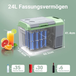 AAOBOSI Kompressor Kühlbox 24L, Kühlbox Auto -20°C bis 20°C, 12/24V DC 100-240 VC Kühlbox Elektrisch für Auto, LKW, Boot, Rei