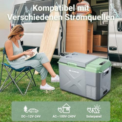 AAOBOSI Kompressor Kühlbox 24L, Kühlbox Auto -20°C bis 20°C, 12/24V DC 100-240 VC Kühlbox Elektrisch für Auto, LKW, Boot, Rei