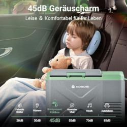 AAOBOSI Kompressor Kühlbox 24L, Kühlbox Auto -20°C bis 20°C, 12/24V DC 100-240 VC Kühlbox Elektrisch für Auto, LKW, Boot, Rei