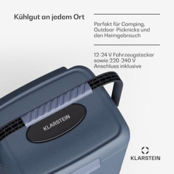 Klarstein SwiftFrost 12L Kompressor Kühlbox mit Gefrierfach – tragbare elektrische Kühlbox, LED-Anzeige, Dual Power  12 V/230