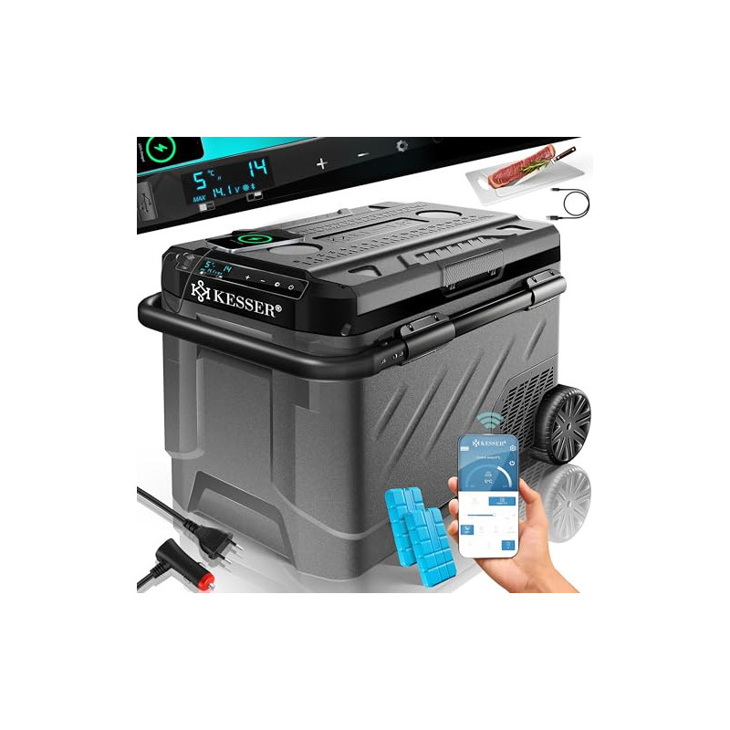 KESSER® Kompressor Kühlbox elektrisch 41 Liter | Camping Gefrierbox mit LED-Touch| Mit APP-Steuerung & Kühlakkus USB-Anschlus KESSER® Kompressor Kühlbox elektrisch 41 Liter | Camping Gefrierbox mit LED-Touch| Mit APP-Steuerung & Kühlakkus USB-Anschlus