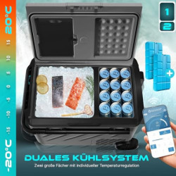 KESSER® Kompressor Kühlbox elektrisch 41 Liter | Camping Gefrierbox mit LED-Touch| Mit APP-Steuerung & Kühlakkus USB-Anschlus