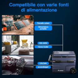 AAOBOSI 45L Kompressor Kühlbox, Auto Kühlbox Mit WiFi-APP-Steuerung USB-Anschluss, 12/24 V und 100-240 V Kühlbox mit Kompress