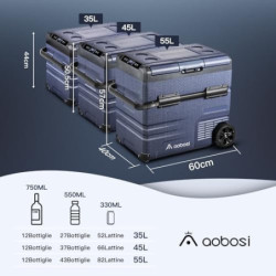 AAOBOSI 45L Kompressor Kühlbox, Auto Kühlbox Mit WiFi-APP-Steuerung USB-Anschluss, 12/24 V und 100-240 V Kühlbox mit Kompress
