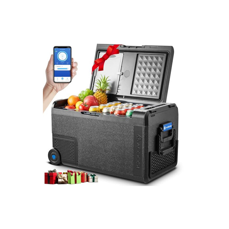 AAOBOSI Kompressor Kühlbox 38L, Kühlbox Auto -20°C bis 20°C, Robuste Kühlbox 12V 230V für Autos, Lastwagen, Boote, Wohnmobile