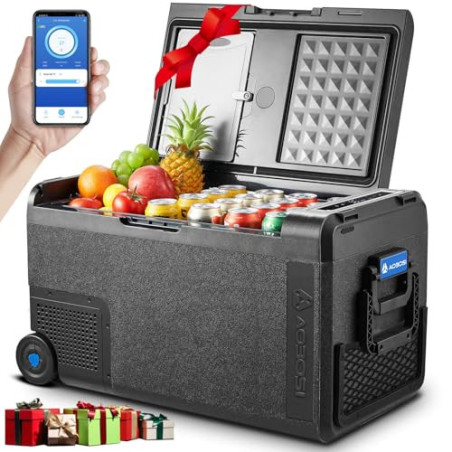 AAOBOSI Kompressor Kühlbox 38L, Kühlbox Auto -20°C bis 20°C, Robuste Kühlbox 12V 230V für Autos, Lastwagen, Boote, Wohnmobile