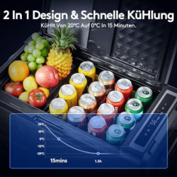 AAOBOSI Kompressor Kühlbox 38L, Kühlbox Auto -20°C bis 20°C, Robuste Kühlbox 12V 230V für Autos, Lastwagen, Boote, Wohnmobile