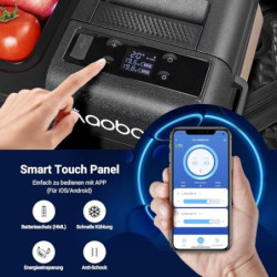 AAOBOSI 24L Kompressor Kühlbox, Kühlbox Auto mit APP-Steuerung, 12/24V und 100-240V, USB-Handy-Ladefunktion, LED-Beleuchtung,