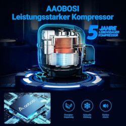 AAOBOSI 24L Kompressor Kühlbox, Kühlbox Auto mit APP-Steuerung, 12/24V und 100-240V, USB-Handy-Ladefunktion, LED-Beleuchtung,