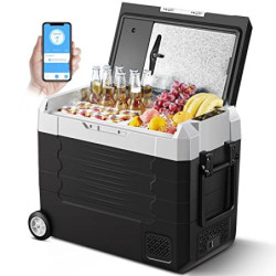 AAOBOSI Kompressor Kühlbox,Auto kühlschrank 55L, kühlbox für die Lagerung von Getränke und Essen,-20℃-20℃,12/24V für Auto,Ele