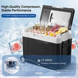 AAOBOSI Kompressor Kühlbox,Auto kühlschrank 55L, kühlbox für die Lagerung von Getränke und Essen,-20℃-20℃,12/24V für Auto,Ele