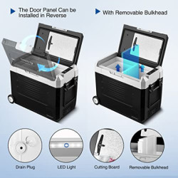AAOBOSI Kompressor Kühlbox,Auto kühlschrank 55L, kühlbox für die Lagerung von Getränke und Essen,-20℃-20℃,12/24V für Auto,Ele