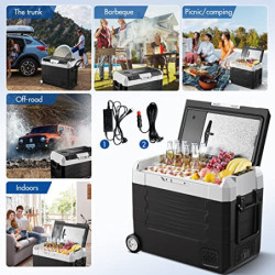 AAOBOSI Kompressor Kühlbox,Auto kühlschrank 55L, kühlbox für die Lagerung von Getränke und Essen,-20℃-20℃,12/24V für Auto,Ele