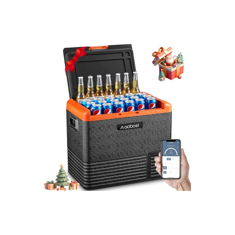AAOBOSI Kompressor Kühlbox 50L, Kühlbox Elektrisch 12/24V 230V, Kühlbox Kompressor -20℃-20℃, Kühlbox Auto mit WIFI-Steuerung 
