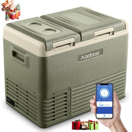 AAOBOSI Kompressor Kühlbox 25L, Kompressor Kühlbox Dual Zone, Kühlbox Auto -20°C bis 20°C, Kühlbox Elektrisch für Autos, Lkw,