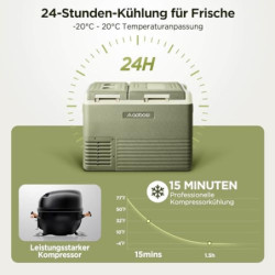 AAOBOSI Kompressor Kühlbox 25L, Kompressor Kühlbox Dual Zone, Kühlbox Auto -20°C bis 20°C, Kühlbox Elektrisch für Autos, Lkw,