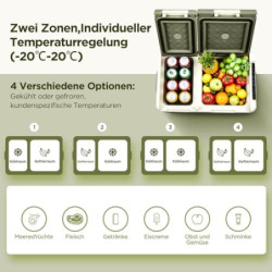 AAOBOSI Kompressor Kühlbox 25L, Kompressor Kühlbox Dual Zone, Kühlbox Auto -20°C bis 20°C, Kühlbox Elektrisch für Autos, Lkw,