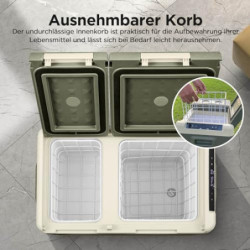 AAOBOSI Kompressor Kühlbox 25L, Kompressor Kühlbox Dual Zone, Kühlbox Auto -20°C bis 20°C, Kühlbox Elektrisch für Autos, Lkw,