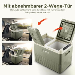 AAOBOSI Kompressor Kühlbox 25L, Kompressor Kühlbox Dual Zone, Kühlbox Auto -20°C bis 20°C, Kühlbox Elektrisch für Autos, Lkw,