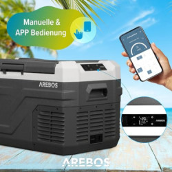 Arebos Kompressor Kühlbox 26 Liter | Elektrische Gefrierbox mit APP & Smart-Steuerung | Mobile Kühltruhe mit USB-Anschluss | 