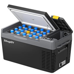 BougeRV CRPRO Kompressor Kühlbox 12v, 20 Liter Auto Kühlbox -22℃~10℃ , 12/24V DC &110-240V AC Tragbarer Auto Kühlschrank, 12v