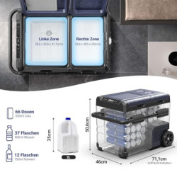 AAOBOSI Kompressor Kühlbox 45L,Auto Kühlbox Mit USB-Anschluss,Zwei Zonen und Doppeltüren,Elektrische Kühlbox bis -20 °C für A