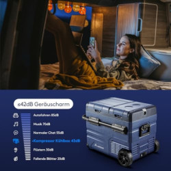 AAOBOSI Kompressor Kühlbox 45L,Auto Kühlbox Mit USB-Anschluss,Zwei Zonen und Doppeltüren,Elektrische Kühlbox bis -20 °C für A