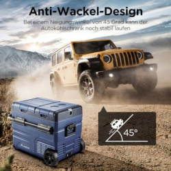 AAOBOSI Kompressor Kühlbox 45L,Auto Kühlbox Mit USB-Anschluss,Zwei Zonen und Doppeltüren,Elektrische Kühlbox bis -20 °C für A