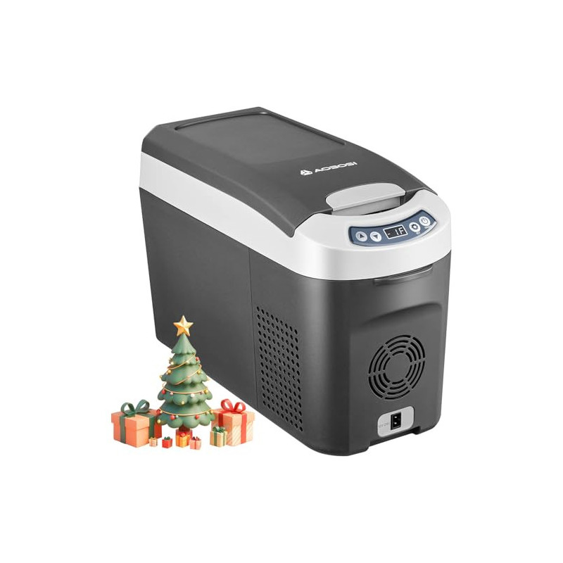 AAOBOSI Kompressor Kühlbox 15 Liter, Kühlbox Auto -15℃~20℃, Kühlbox Elektrisch 12/24V für Auto, Lkw, Boot, Reisemobil und Ste