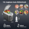 AAOBOSI Kompressor Kühlbox 15 Liter, Kühlbox Auto -15℃~20℃, Kühlbox Elektrisch 12/24V für Auto, Lkw, Boot, Reisemobil und Ste