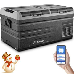 AAOBOSI Kompressor Kühlbox 90 L, Auto Kühlbox mit Zwei Zonen und APP WIFI, 12/24 V DC und 100-240 V AC Kühlbox für Auto, Lkw,