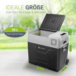 Juskys Kompressor Kühlbox 50 Liter 12/24/230 V für Auto, Lkw, Reisemobil, Camping - Mini Kühlschrank kalt & warm - Kompressor
