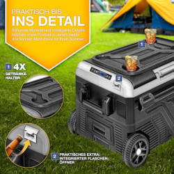 tillvex® Kompressor Kühlbox elektrisch 40-60 Liter | Elektrische Gefrierbox WIFI-APP-Steuerung 12/24 V 230V | Kühlschrank bis