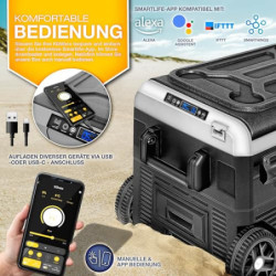 tillvex® Kompressor Kühlbox elektrisch 40-60 Liter | Elektrische Gefrierbox WIFI-APP-Steuerung 12/24 V 230V | Kühlschrank bis