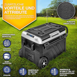 tillvex® Kompressor Kühlbox elektrisch 40-60 Liter | Elektrische Gefrierbox WIFI-APP-Steuerung 12/24 V 230V | Kühlschrank bis