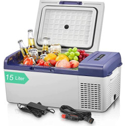 FOHERE Kompressor Kühlbox, 15L Auto Kühlschrank und Gefrierschrank,Tragbarer Mini Kühlschrank  -20℃~20℃  mit 12/24V DC & 220-