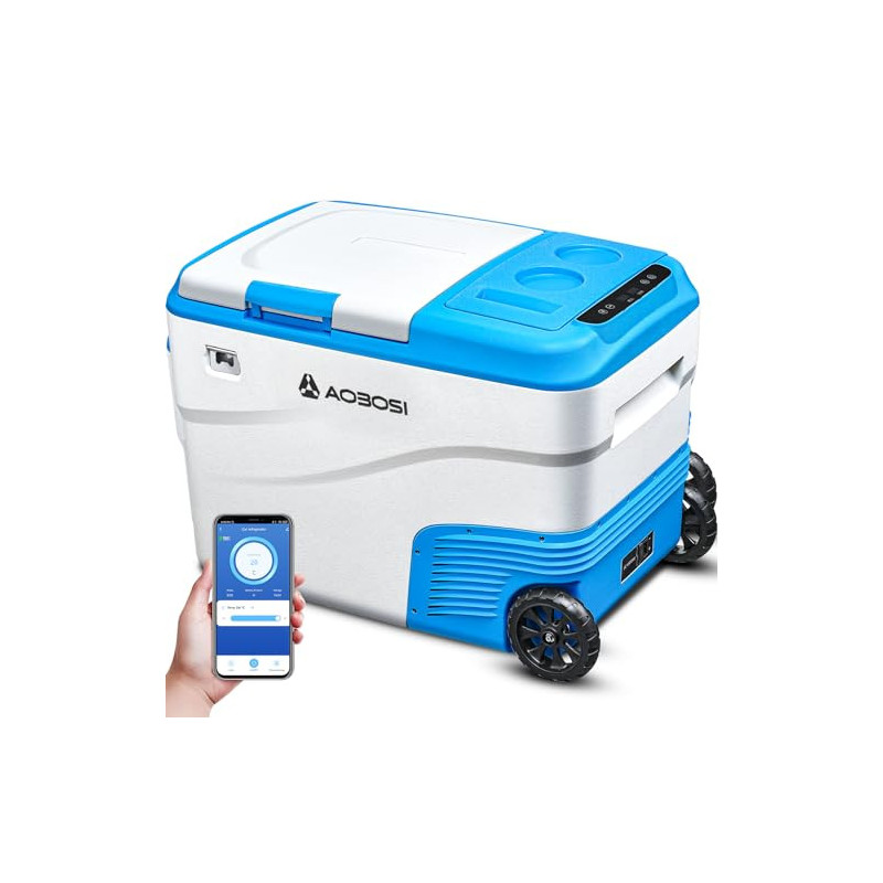 AAOBOSI Kompressor Kühlbox 38L，Auto Kühlbox 20°C bis -20°C, Elektrische Kühlbox mit APP Steuerung, 12/24V DC &100-240V AC Küh