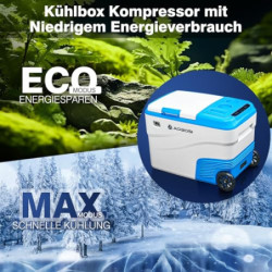 AAOBOSI Kompressor Kühlbox 38L，Auto Kühlbox 20°C bis -20°C, Elektrische Kühlbox mit APP Steuerung, 12/24V DC &100-240V AC Küh